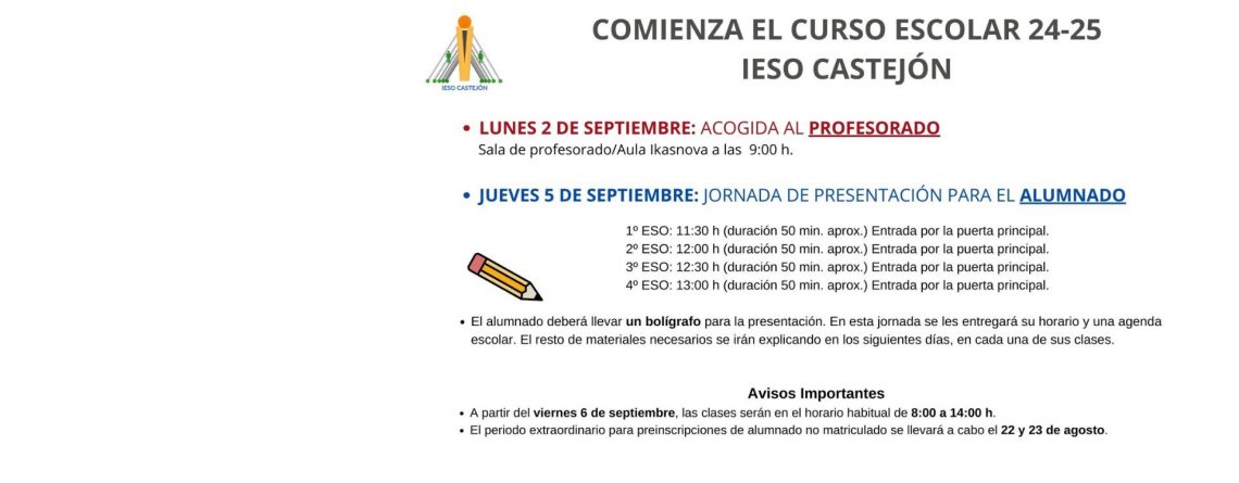 ¡ARRANCA EL NUEVO CURSO ESCOLAR 24-25¡